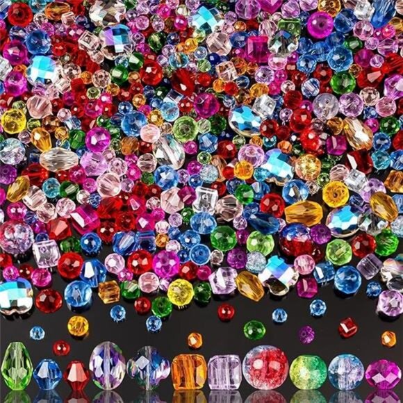 636pcs Glass Beads for Jewelry Making, Loose Sparkly Beads Hole - Picture 6 of 7